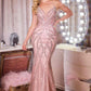 Ladivine CC0688 Dress Pearl and Crystal Strapless Fitted Gown