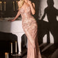 Vestido de noche ajustado con escote corazón esculpido y pedrería de cristal Ladivine CC0801