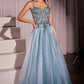 Ladivine CC0881 Dress A-Line Layered Tulle Gown & Lace Embellished Bodice