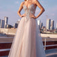 Ladivine CC0881 Dress A-Line Layered Tulle Gown & Lace Embellished Bodice