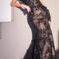 Cinderella Divine CC2164 Long Off The Shoulder 3D Applique Floral Gown