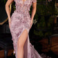 Cinderella Divine CC2164 Long Off The Shoulder 3D Applique Floral Gown