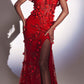 Cinderella Divine CC2164 Long Off The Shoulder 3D Applique Floral Gown