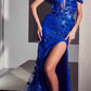 Cinderella Divine CC2164 Long Off The Shoulder 3D Applique Floral Gown