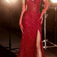 Ladivine CC2167 Long Sleeveless Sheer Boned Embellished Bodice Gown