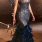 Ladivine CC2308 Long Fully Embellished and Feather Mermaid Gown