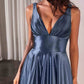 Ladivine CC2349 Long Glitter Stretch Satin A-Line Evening Gown