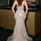 Ladivine CC2421 Vestido de sirena entallado sin tirantes adornado