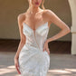 Vestido Sirena Ajustado Color Blanco Roto con Escote Pronunciado Ladivine CC2488W