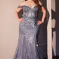 Ladivine CC341C Off The Shoulder Beaded Curve Gown