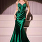 Ladivine CC4021 Dress Fitted Stretch Satin Hot Stone Gown