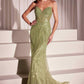 Ladivine CC416 Dress Sequin Strapless Fitted Gown