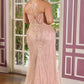Vestido de noche strapless entallado de lentejuelas talla extra Ladivine CC416C