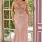 Vestido de noche strapless entallado de lentejuelas talla extra Ladivine CC416C
