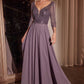Ladivine CC446 Three Quarter Sleeve Beaded Chiffon Dress