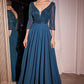 Ladivine CC446 Three Quarter Sleeve Beaded Chiffon Dress