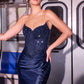 Ladivine CC456 Glitter Satin Strech Fitted Evening Gown