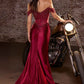 Ladivine CC456 Glitter Satin Strech Fitted Evening Gown