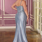 Vestido de fiesta talla grande Ladivine CC463C sin tirantes, escote corazón y falda de satén entallada