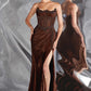 Ladivine CC463 Strapless Sweetheart Fitted Satin Skirt Gown