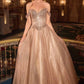 Ladivine CC471 Vestido de gala con corpiño corsé de tul brillante y hombros descubiertos