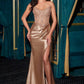Ladivine CC475 Dress Strapless Fitted Prom Gown With Lace Detailing