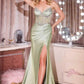 Vestido de noche formal ajustado sin tirantes con corsé transparente Ladivine CC490