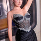 Vestido de noche formal ajustado sin tirantes con corsé transparente Ladivine CC490