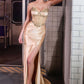 Vestido de noche formal ajustado sin tirantes con corsé transparente Ladivine CC490