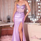Vestido de noche formal ajustado sin tirantes con corsé transparente Ladivine CC490