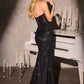 Ladivine CC492 Cautivador Vestido Ajustado con Sobrefalda de Tul Desmontable y Cuentas