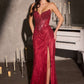 Ladivine CC492 Cautivador Vestido Ajustado con Sobrefalda de Tul Desmontable y Cuentas