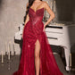 Ladivine CC492 Cautivador Vestido Ajustado con Sobrefalda de Tul Desmontable y Cuentas