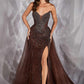 Ladivine CC492 Cautivador Vestido Ajustado con Sobrefalda de Tul Desmontable y Cuentas