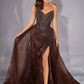 Ladivine CC492 Cautivador Vestido Ajustado con Sobrefalda de Tul Desmontable y Cuentas