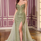 Ladivine CC492 Cautivador Vestido Ajustado con Sobrefalda de Tul Desmontable y Cuentas