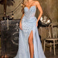 Ladivine CC492 Cautivador Vestido Ajustado con Sobrefalda de Tul Desmontable y Cuentas