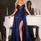 Ladivine CC492 Cautivador Vestido Ajustado con Sobrefalda de Tul Desmontable y Cuentas