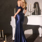 Ladivine CC494 Esculpido Corsé Escote con Hombros Caídos, Cuentas y Vestido Ajustado