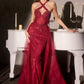 Ladivine CC495 Halter Neckline Beaded Motif Fitted Gown
