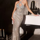 Ladivine CC495 Halter Neckline Beaded Motif Fitted Gown