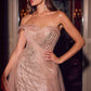 Ladivine CC506 Strapless Embellished Fitted Gown with Tulle Overskirt