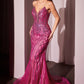 Ladivine CC6018 Long Strapless Rhinestone Embellished Mermaid Gown
