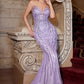 Ladivine CC6018 Long Strapless Rhinestone Embellished Mermaid Gown