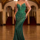 Ladivine CC6018 Long Strapless Rhinestone Embellished Mermaid Gown