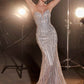Ladivine CC6018 Long Strapless Rhinestone Embellished Mermaid Gown