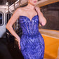 Vestido de Noche Tipo Sirena Entallado sin Tirantes con Corpiño Transparente Adornado con Cristales Ladivine CC8262