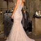 Ladivine CC8270 Vestido de sirena con escote redondo, motivos de volutas y glamour atemporal