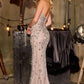 Ladivine CC8271 Vestido Ajustado de Gala con Adornos de Cristales