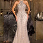 Ladivine CC8281 Deslumbrante vestido ajustado con abalorios y borde icónico moderno